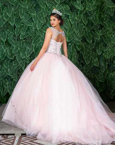 Perlenbesetztes Illusions-Quinceanera-Kleid von Calla KY77621