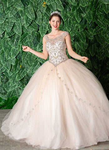 Perlenbesetztes Illusions-Quinceanera-Kleid von Calla KY77621