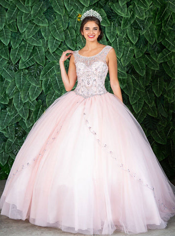 Perlenbesetztes Illusions-Quinceanera-Kleid von Calla KY77621