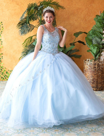 Perlenbesetztes Illusions-Quinceanera-Kleid von Calla KY77621