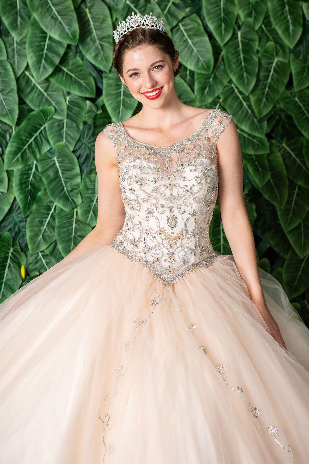 Beaded Illusion Quinceanera Dress by Calla KY77621