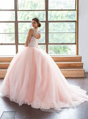 Perlenbesetztes Illusions-Quinceanera-Kleid von Calla KY77621