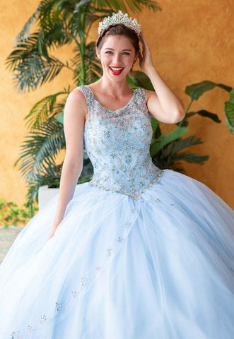 Perlenbesetztes Illusions-Quinceanera-Kleid von Calla KY77621