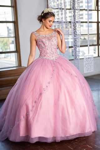 Perlenbesetztes Illusions-Quinceanera-Kleid von Calla KY77621