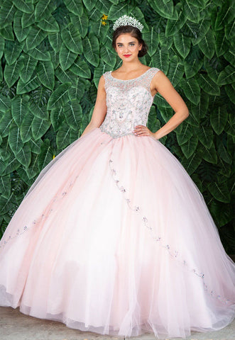 Perlenbesetztes Illusions-Quinceanera-Kleid von Calla KY77621