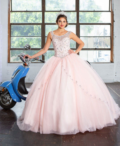 Perlenbesetztes Illusions-Quinceanera-Kleid von Calla KY77621