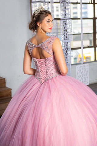 Perlenbesetztes Illusions-Quinceanera-Kleid von Calla KY77621