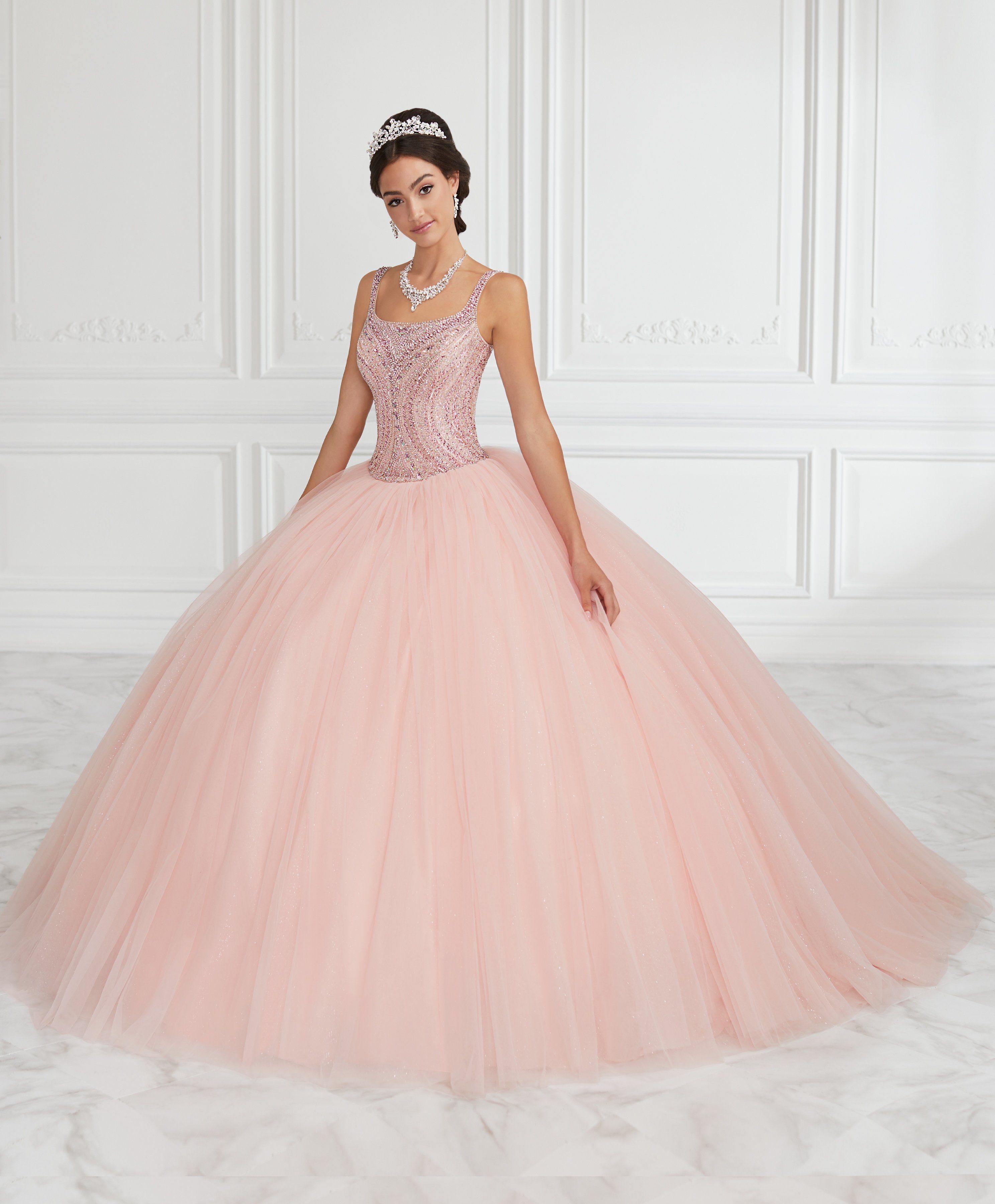 Beaded Sleeveless Tulle Quinceanera Dress by House of Wu 26943
