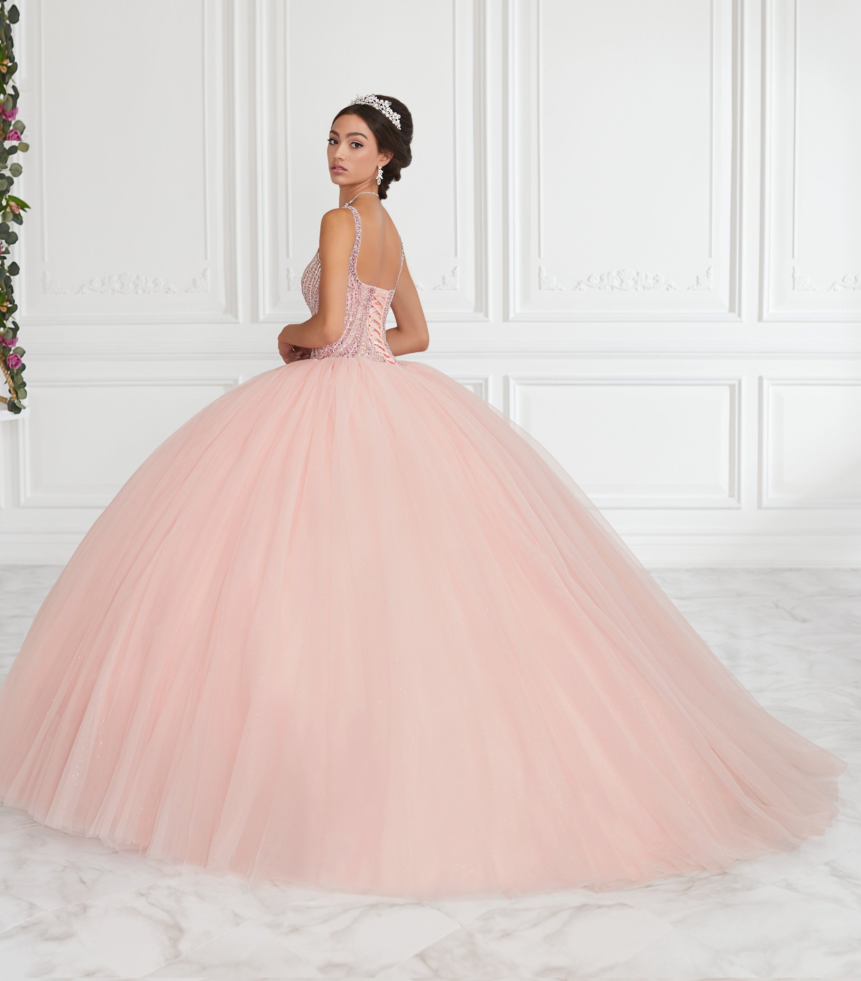 Beaded Sleeveless Tulle Quinceanera Dress by House of Wu 26943