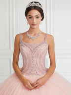 Beaded Sleeveless Tulle Quinceanera Dress by House of Wu 26943