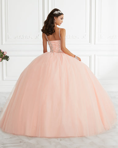 Quinceanera-Kleid mit Perlenbesatz und Schlitz vorne von Fiesta Gowns 56388