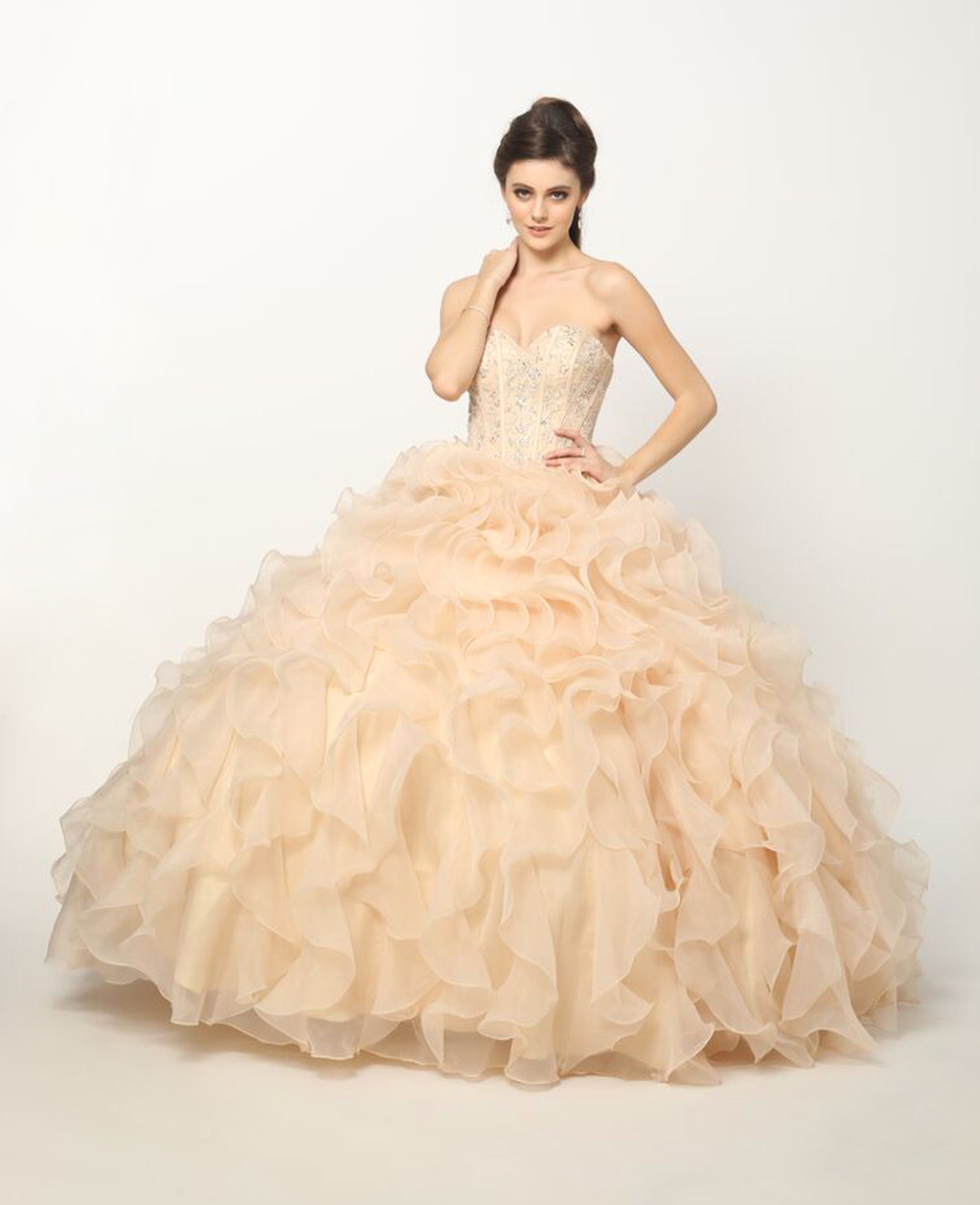 Ruffled Strapless Organza Ball Gown by Juliet 1418
