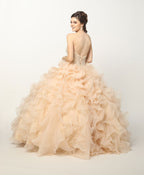 Ruffled Strapless Organza Ball Gown by Juliet 1418