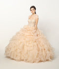 Trägerloses Ballkleid aus Organza mit Rüschen von Juliet 1418