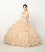 Ruffled Strapless Organza Ball Gown by Juliet 1418