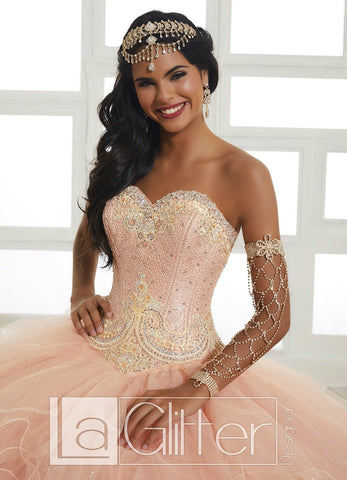 Trägerloses Glitzerkleid von House of Wu LA Glitter 24027