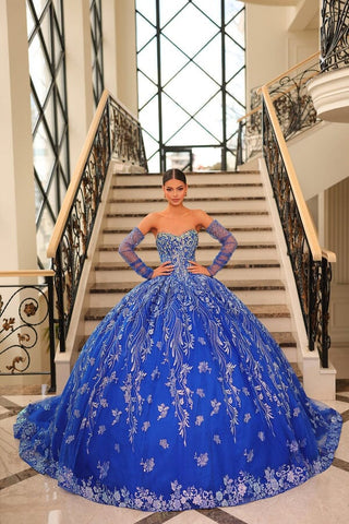 Vestido de quinceanera sem alças com contas da Amarra 54222