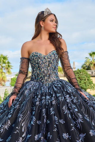 Vestido de quinceanera sem alças com contas da Amarra 54222