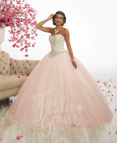 Perlenbesetztes trägerloses Quinceanera-Kleid von Fiesta Gowns 56337