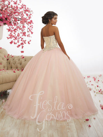 Perlenbesetztes trägerloses Quinceanera-Kleid von Fiesta Gowns 56337
