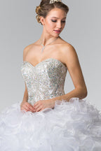 Beaded Strapless Ruffled Ballgown by Elizabeth K GL2209