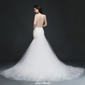 Perlenbesetztes Meerjungfrauen-Trägerkleid mit romantischem Brautkleid-Design