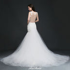 Perlenbesetztes Meerjungfrauen-Trägerkleid mit romantischem Brautkleid-Design