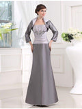 Robe de mariée pour la mère de la mariée en taffetas, sans bretelles et sans manches, longue, avec perles et appliqués