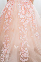 NumberSea - Beautiful Long Ball Gown Tulle Appliques Lace Flower girl dress