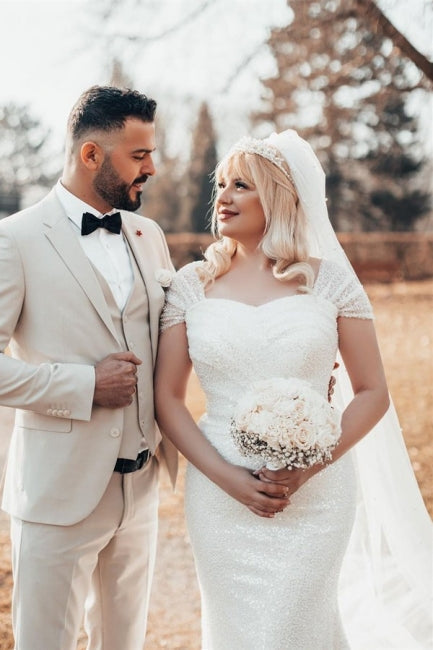 Schönes langes Glitzer-Trägerloses Pailletten-Meerjungfrauen-Brautkleid