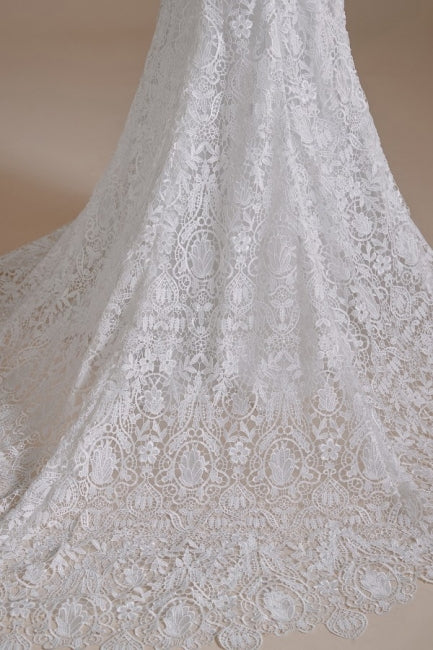 Schöne trägerlose Meerjungfrau-Hochzeitskleider mit Applikationen aus Spitze, bodenlang und mit asymmetrischem Schulterausschnitt