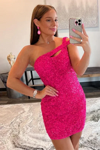 Vestidos Cortos de Baile sin Mangas con Lentejuelas y un Solo Tirante