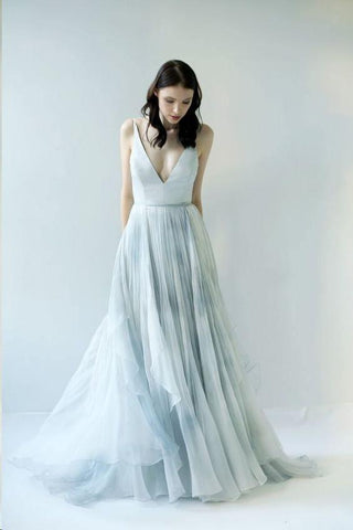 Beautiful Prom Dresses Spaghetti Straps Sexy Short Train Long Prom Dress PM249