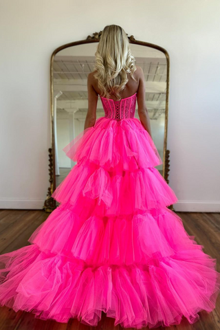 Beautiful High Low A-line Sweetheart Tulle Prom Dress with Sleeveless