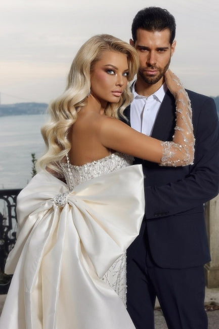 Schönes trägerloses Herzausschnitt-Mermaid-Hochzeitskleid mit Kapellenzug