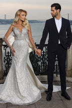 Schönes trägerloses Herzausschnitt-Mermaid-Hochzeitskleid mit Kapellenzug
