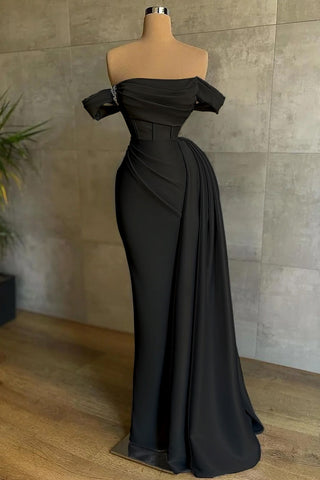 Wunderschönes burgunderrotes langes Meerjungfrau-Kleid mit schulterfreiem, ärmellosem Satin