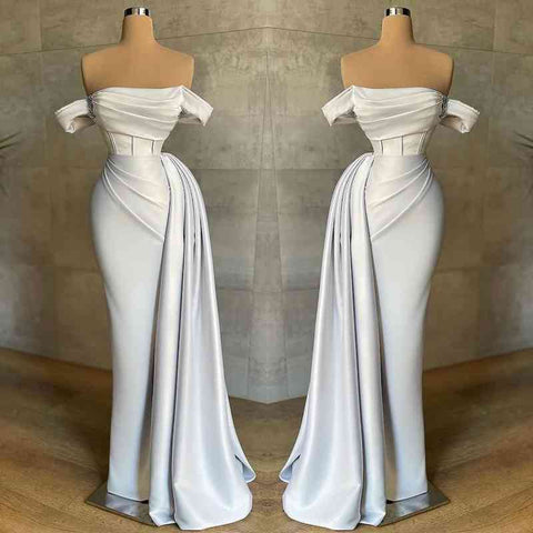 Wunderschönes burgunderrotes langes Meerjungfrau-Kleid mit schulterfreiem, ärmellosem Satin