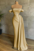 Beautiful Burgundy Long Mermaid Off the Shoulder Sleeveless Satin Formal Dresses