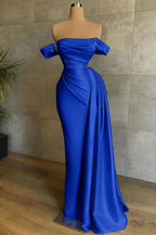 Beautiful Burgundy Long Mermaid Off the Shoulder Sleeveless Satin Formal Dresses