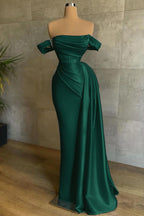 Beautiful Burgundy Long Mermaid Off the Shoulder Sleeveless Satin Formal Dresses