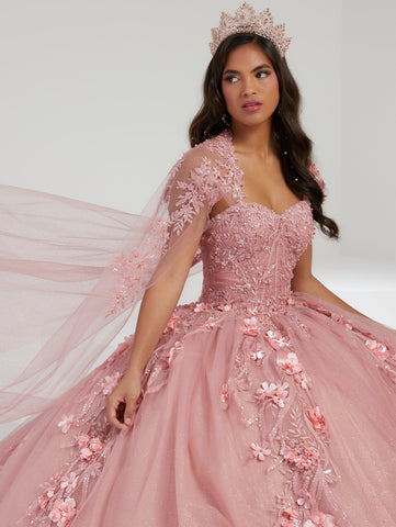 Quinceanera-Kleid mit Glockenärmeln und Cape von House of Wu 26057