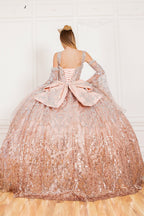 Bell Sleeve Cold Shoulder Ball Gown by Cinderella Couture 8080J