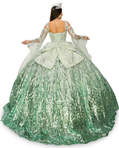Ballkleid mit Glockenärmeln und kalter Schulter von Cinderella Couture 8080J