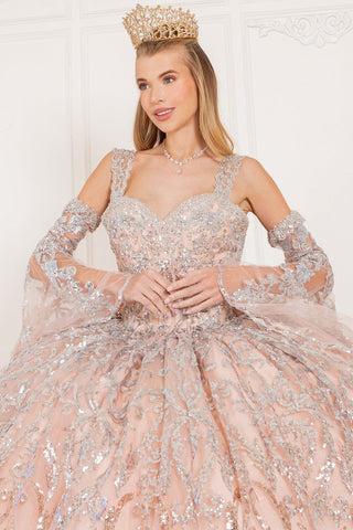 Ballkleid mit Glockenärmeln und kalter Schulter von Cinderella Couture 8080J