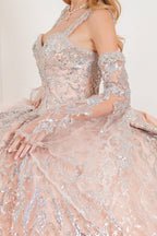 Bell Sleeve Cold Shoulder Ball Gown by Cinderella Couture 8080J