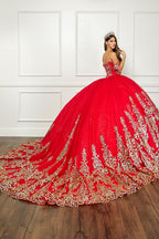 Off Shoulder Long Sleeve Ball Gown by Petite Adele PQ1065