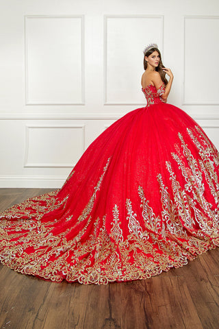 Schulterfreies, langärmliges Ballkleid von Petite Adele PQ1065