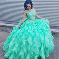 Miglior Abito da Quinceañera in Due Pezzi con Lunghissimo Striscio, Gonna a Pallone e Tessuto Organza per Gioielli