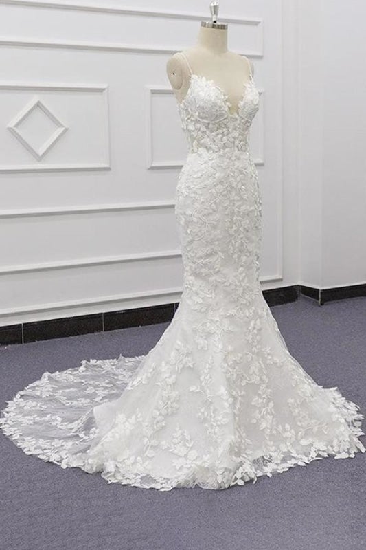 Bestes Trägerkleid mit Applikationen, elegantes Meerjungfrauen-Brautkleid